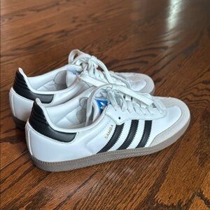 Adidas Samba White and Black Trainers